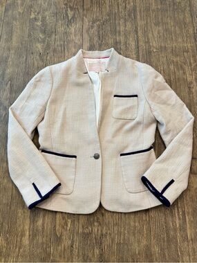 Banana Republic Cream Blazer with Navy Trim